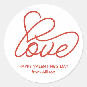 Happy Valentijnsdag Gepersonaliseerde Liefde Stick Ronde Sticker