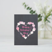 Happy Valentijnsdag glittery Hearts in roze Feestdagenkaart (Staand voorkant)