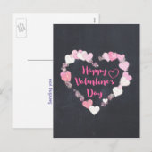 Happy Valentijnsdag glittery Hearts in roze Feestdagenkaart (Voorkant / Achterkant)