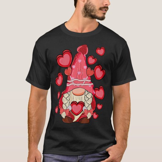 Happy Valentijnsdag Gnome met hart Schattigee Gnom T-shirt (Voorkant)