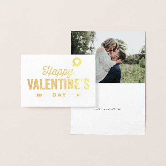 Happy Valentijnsdag Gold Foil - Aangepaste fotokaa Folie Kaarten (Display)