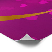 Happy Valentijnsdag Gold Heart Ribbon Paars Poster (Hoek)