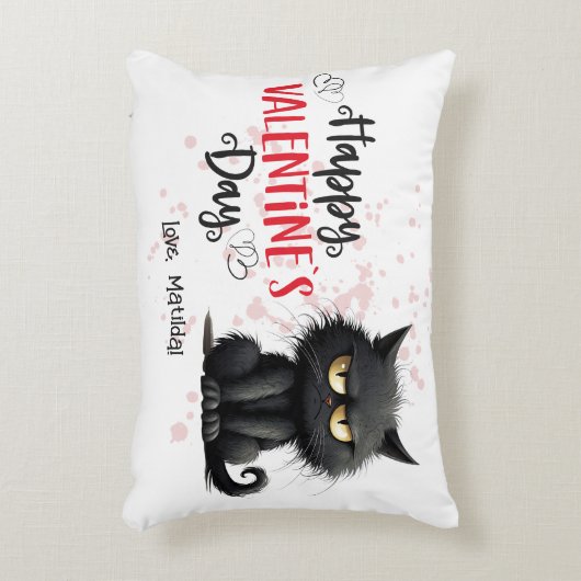 Happy Valentijnsdag Grappige zwarte kat Accent Kussen (Voorkant(Verticaal))