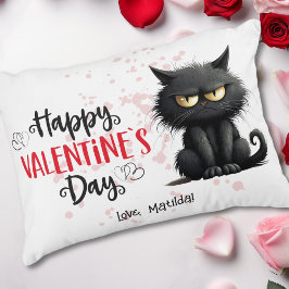 Happy Valentijnsdag Grappige zwarte kat Accent Kussen