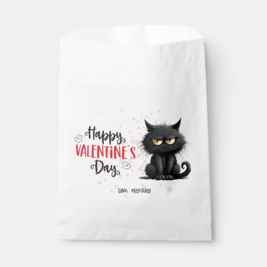 Happy Valentijnsdag Grappige zwarte kat Bedankzakje (Voorkant)