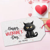 Happy Valentijnsdag Grappige zwarte kat Cadeaulabel