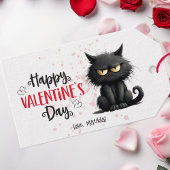 Happy Valentijnsdag Grappige zwarte kat Cadeaulabel