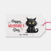 Happy Valentijnsdag Grappige zwarte kat Cadeaulabel (Voorkant (Horizontaal))
