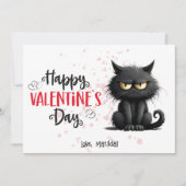 Happy Valentijnsdag Grappige zwarte kat Feestdagenkaart (Voorkant)