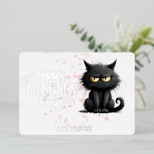 Happy Valentijnsdag Grappige zwarte kat Folie Feestdagenkaart (Staand Voorkant)