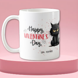 Happy Valentijnsdag Grappige zwarte kat Koffiemok