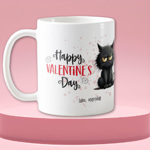 Happy Valentijnsdag Grappige zwarte kat Koffiemok