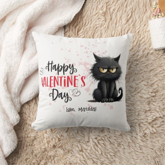 Happy Valentijnsdag Grappige zwarte kat Kussen (Deken)