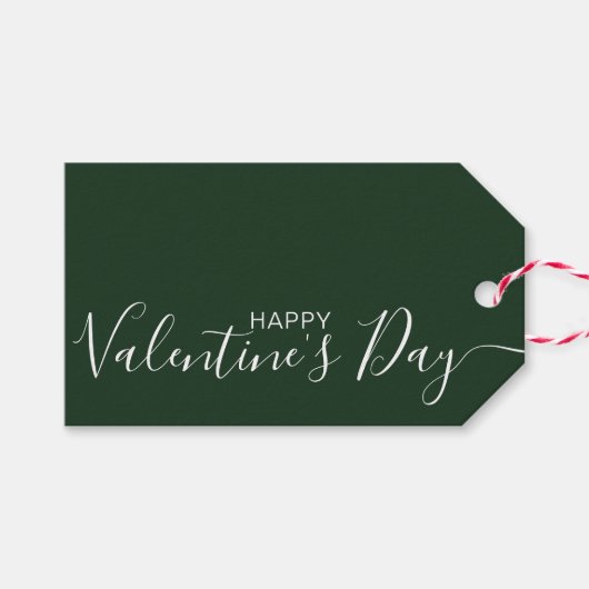Happy Valentijnsdag Green White Modern Gift Labels Cadeaulabel (Voorkant (Horizontaal))
