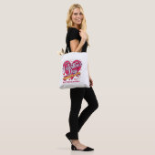 Happy Valentijnsdag Hart Schouder Canvas tas (Op model)