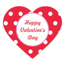 Happy Valentijnsdag Hart Stickers (Rood & Wit)