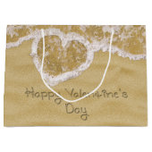 "Happy Valentijnsdag" Hartelijk geschreven in zand Groot Cadeauzakje (Voorkant)