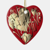 "Happy Valentijnsdag" Hartrood Keramisch Ornament (Rechts)