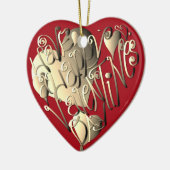 "Happy Valentijnsdag" Hartrood Keramisch Ornament (Links)