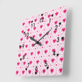 Happy Valentijnsdag hartspatroon roze rood Vierkante Klok (Hoek)