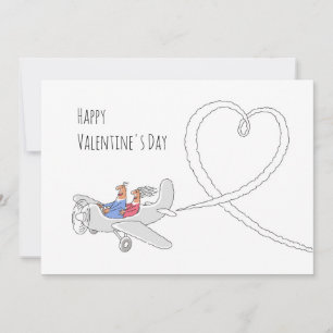 Happy Valentijnsdag Heart Love Couple Airplane Feestdagenkaart