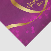 Happy Valentijnsdag Heart Ribbon Gold Paars Tissuepapier (Detail)
