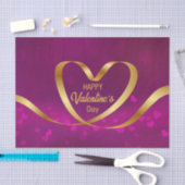 Happy Valentijnsdag Heart Ribbon Gold Paars Tissuepapier (Craft)
