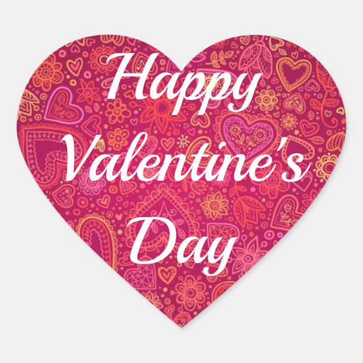 Happy Valentijnsdag Hearts Jouw tekst 20 STICKERS (Voorkant)