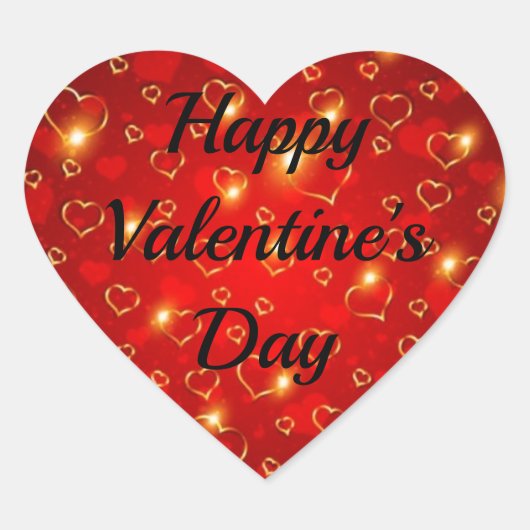 Happy Valentijnsdag Hearts Jouw tekst 20 STICKERS (Voorkant)