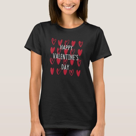 Happy Valentijnsdag Hearts Love Valentijn Red H T-shirt (Voorkant)