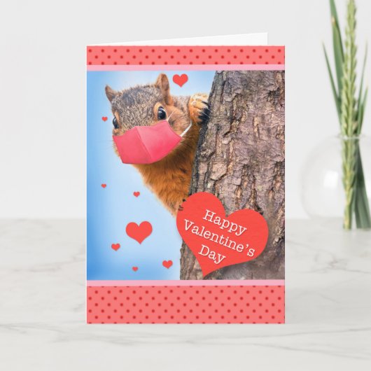 Happy Valentijnsdag in Covid Face Mask Feestdagen Kaart (Voorkant)