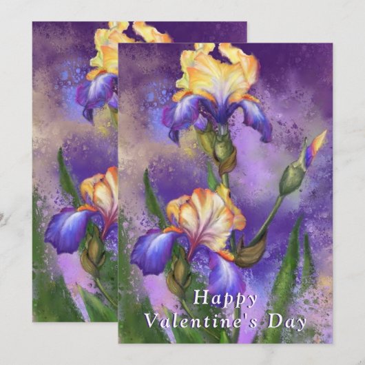 Happy Valentijnsdag Kaart - Mooie Iris-trap (Voorkant / Achterkant)