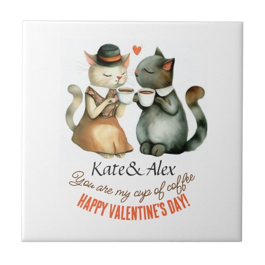 Happy Valentijnsdag katten Tegeltje (Voorkant)