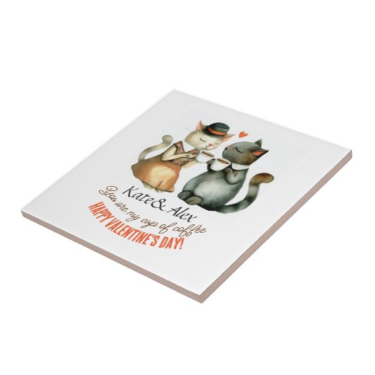 Happy Valentijnsdag katten Tegeltje (Zijkant)