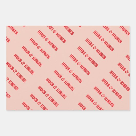 Happy Valentijnsdag Knuffels & Kusjes Liefde Custo Inpakpapier Vel (Voorkant)