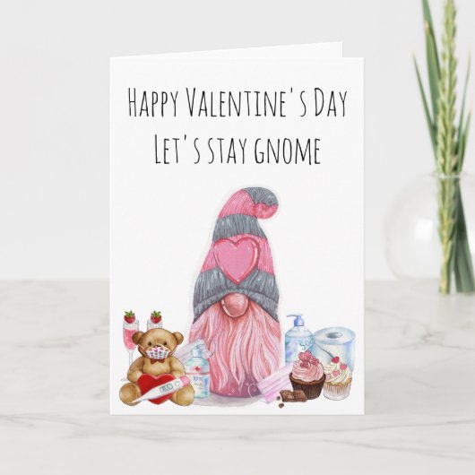 Happy Valentijnsdag, laten we Gnome Covid blijven Kaart (Voorkant)