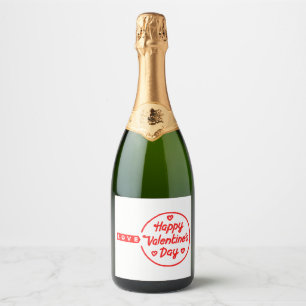 Happy Valentijnsdag Liefde Mousserende Wijn Label Sparkling Wijnetiket