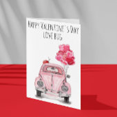 Happy Valentijnsdag Love Bug Pink Car Balloons Kaart