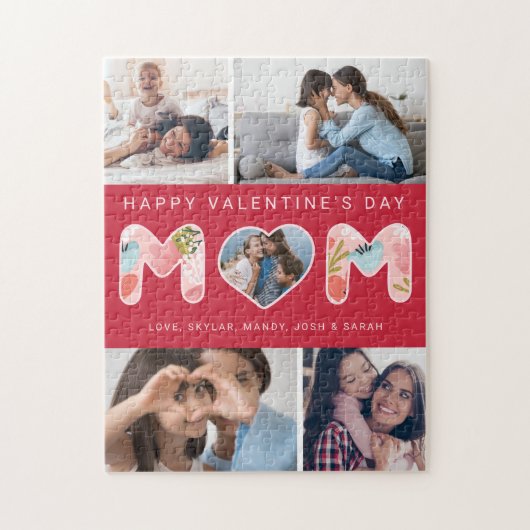 Happy Valentijnsdag mama, Foto Collage & Florals Legpuzzel (Verticaal)