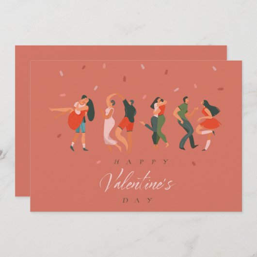 "Happy Valentijnsdag" modern romantisch koppel Feestdagenkaart (Voorkant / Achterkant)