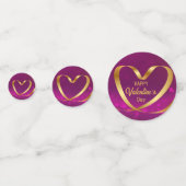 Happy Valentijnsdag Paars Heart Ribbon Gold Confetti (Voorkanten)