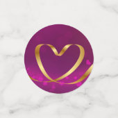 Happy Valentijnsdag Paars Heart Ribbon Gold Confetti (Kleine voorkant)