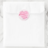 Happy Valentijnsdag Pastel Roze Waterverf Hart Ronde Sticker (Tas)