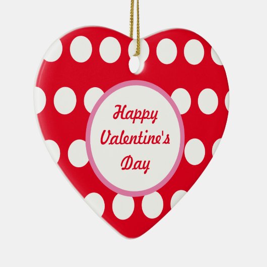 Happy Valentijnsdag Polka Dot Heart Ornament (Rechts)