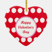 Happy Valentijnsdag Polka Dot Heart Ornament (Voorkant)