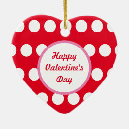Happy Valentijnsdag Polka Dot Heart Ornament