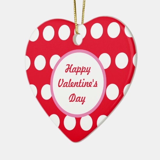 Happy Valentijnsdag Polka Dot Heart Ornament (Links)