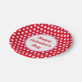 Happy Valentijnsdag Polka Dot Paper Borden (rood) Papieren Bordje (Gekanteld)