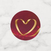 Happy Valentijnsdag Red Heart Ribbon Gold Confetti (Kleine voorkant)