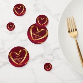 Happy Valentijnsdag Red Heart Ribbon Gold Confetti